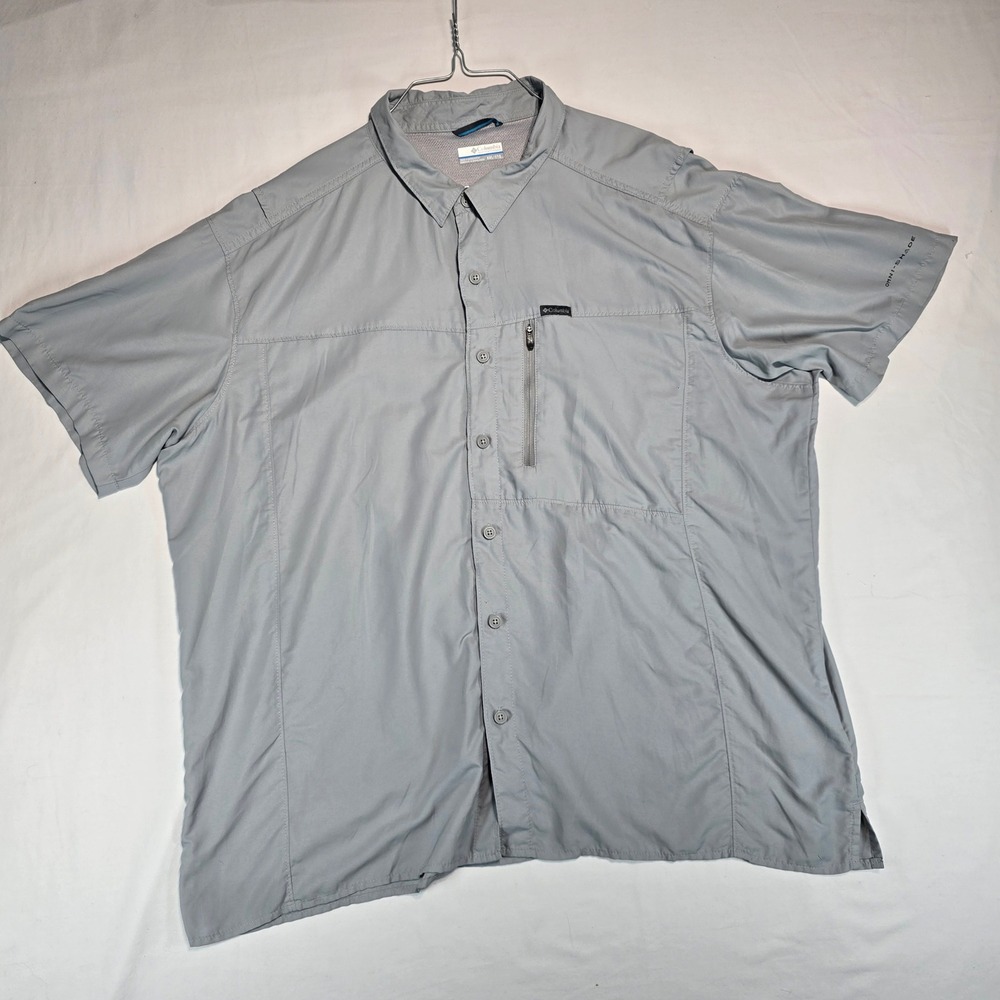 Columbia PFG Silver Ridge Mens XXL Gray Short Sleeve Fishing Shirt XM0783